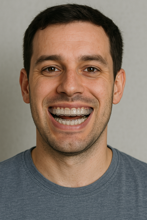 person with bite splints